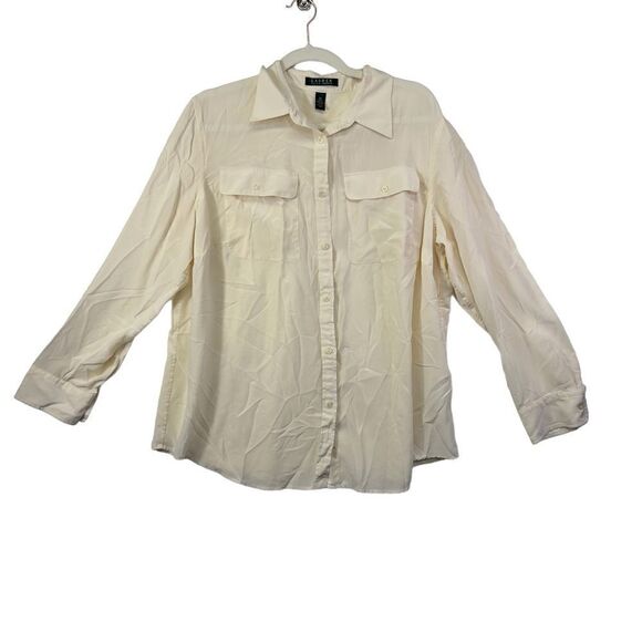 Ralph Lauren cream 100% silk button down green label - Picture 2 of 15